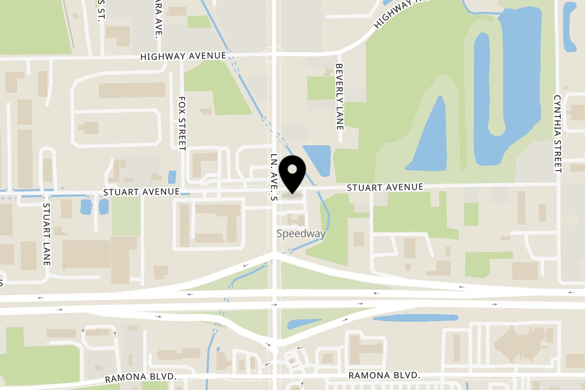 Map showing the location of Andy's Sandwich Shoppe on 503 Lane Ave S in Jacksonville